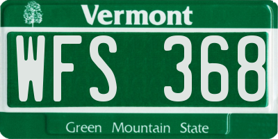 VT license plate WFS368