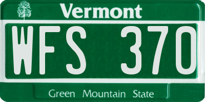 VT license plate WFS370