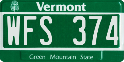 VT license plate WFS374