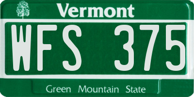 VT license plate WFS375