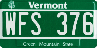 VT license plate WFS376