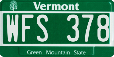 VT license plate WFS378