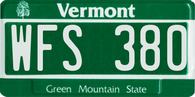 VT license plate WFS380