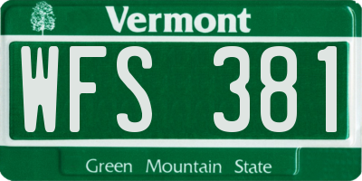VT license plate WFS381