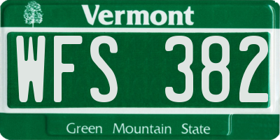 VT license plate WFS382