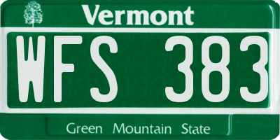 VT license plate WFS383