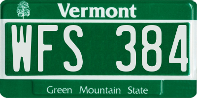 VT license plate WFS384