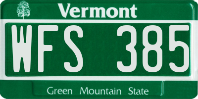 VT license plate WFS385