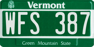 VT license plate WFS387
