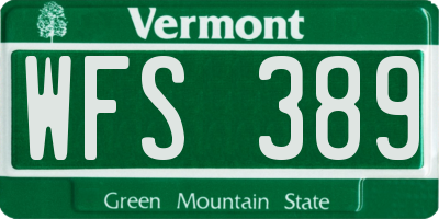 VT license plate WFS389