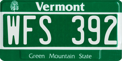 VT license plate WFS392