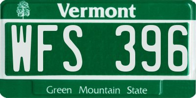 VT license plate WFS396