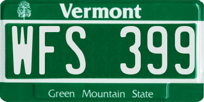VT license plate WFS399