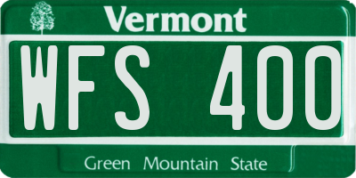 VT license plate WFS400
