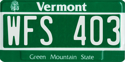VT license plate WFS403