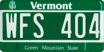 VT license plate WFS404