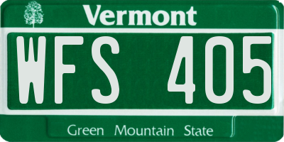 VT license plate WFS405