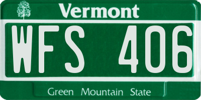 VT license plate WFS406