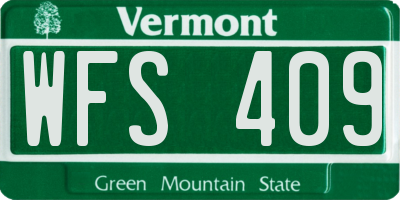 VT license plate WFS409