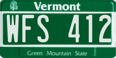 VT license plate WFS412
