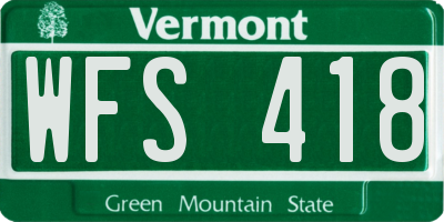 VT license plate WFS418