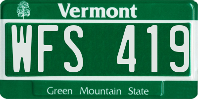 VT license plate WFS419
