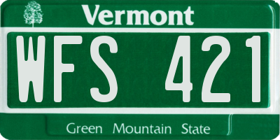 VT license plate WFS421