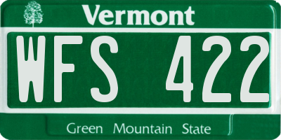 VT license plate WFS422