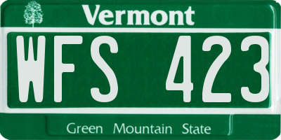 VT license plate WFS423