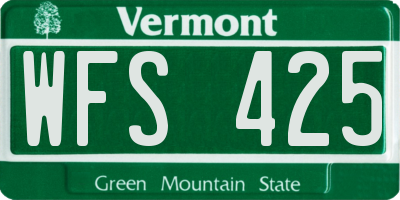 VT license plate WFS425