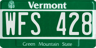 VT license plate WFS428