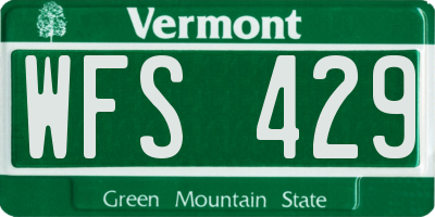 VT license plate WFS429
