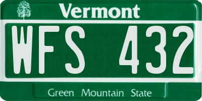 VT license plate WFS432