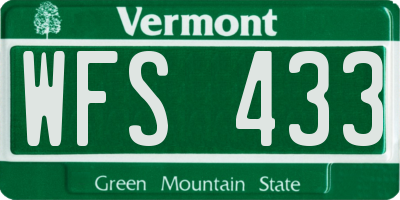VT license plate WFS433