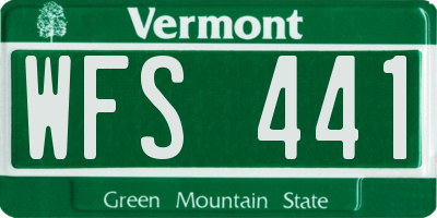 VT license plate WFS441
