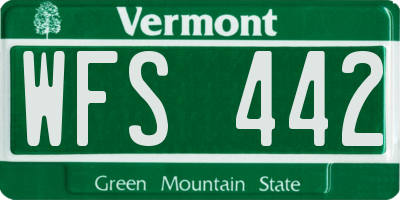 VT license plate WFS442
