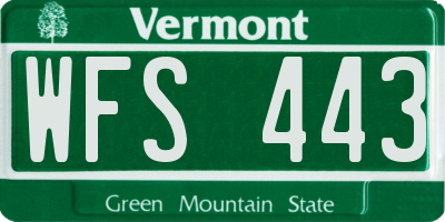 VT license plate WFS443