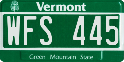 VT license plate WFS445