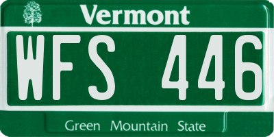 VT license plate WFS446