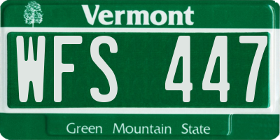 VT license plate WFS447