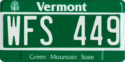 VT license plate WFS449