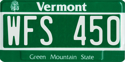 VT license plate WFS450