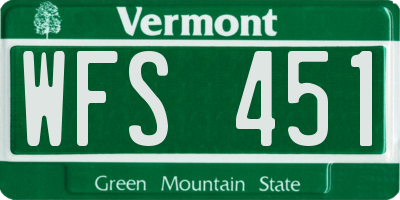 VT license plate WFS451