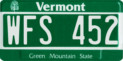 VT license plate WFS452