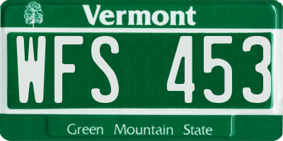 VT license plate WFS453