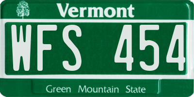 VT license plate WFS454