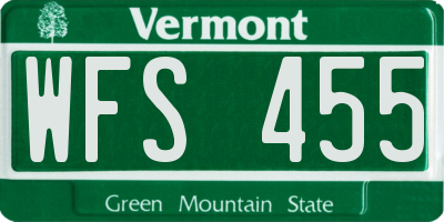 VT license plate WFS455