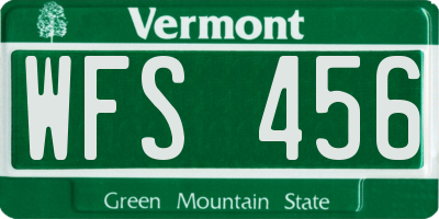 VT license plate WFS456