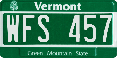 VT license plate WFS457