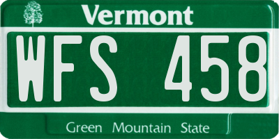 VT license plate WFS458